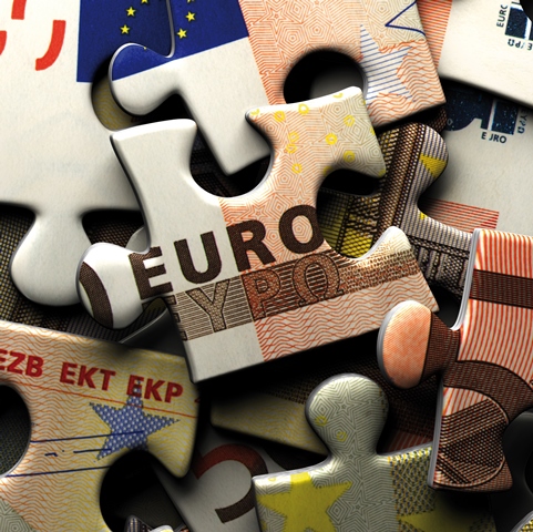 Puzzelstukjes met Eurobiljetten
